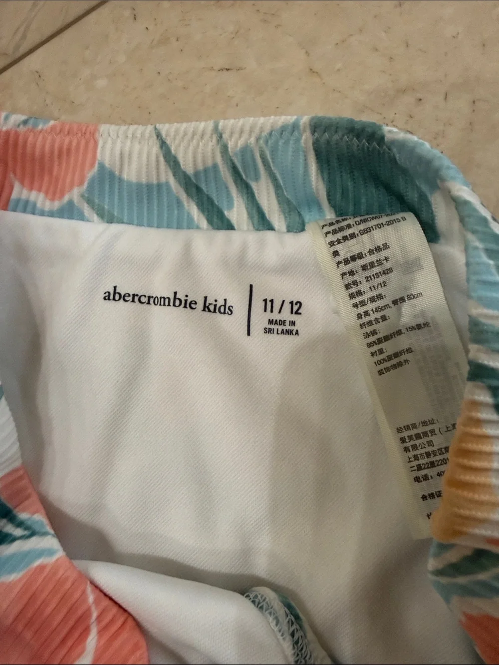 abercrombie kids Floral Teal Blue Orange Yellow Bikini Set with Cover-Up